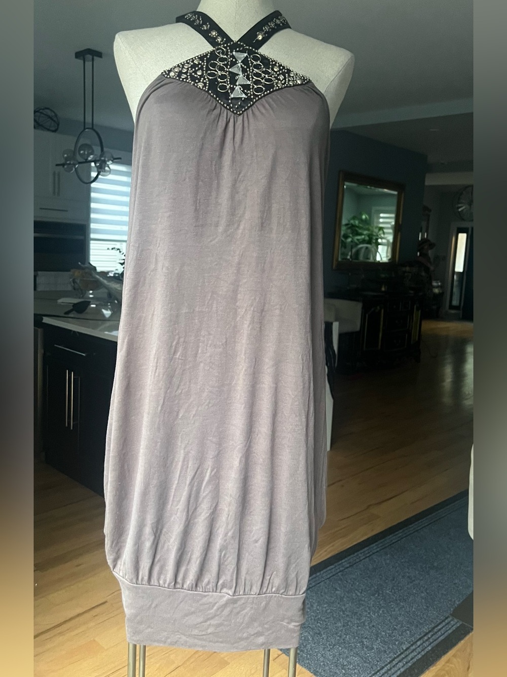 Embellished Halter Mini Dress